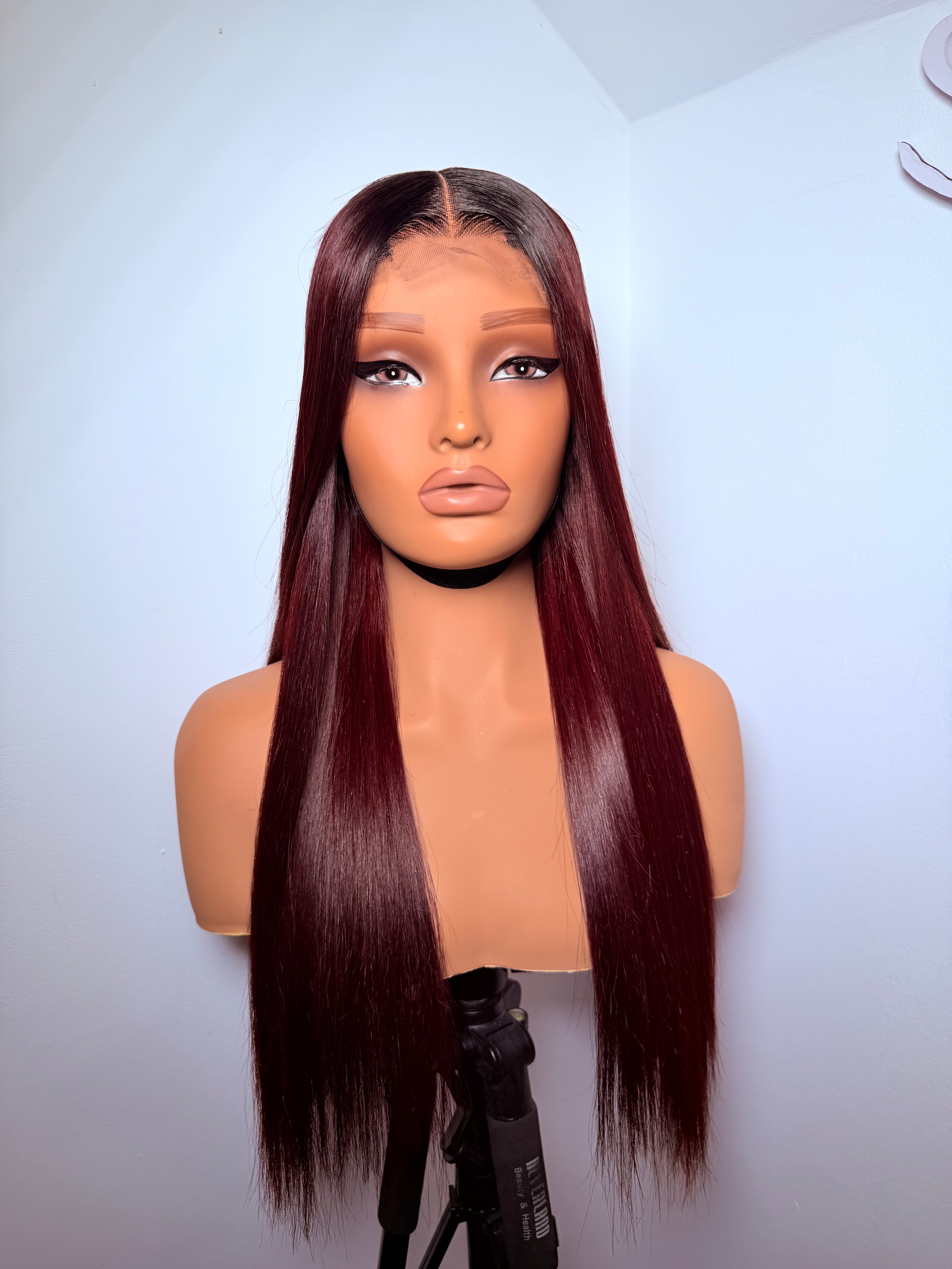 20” 2x6 dark root burgundy bonestraight -200g (pre order)