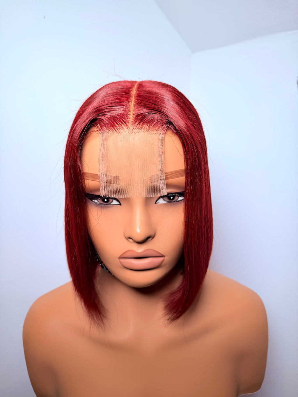 10” 2x6 burgundy bob wig