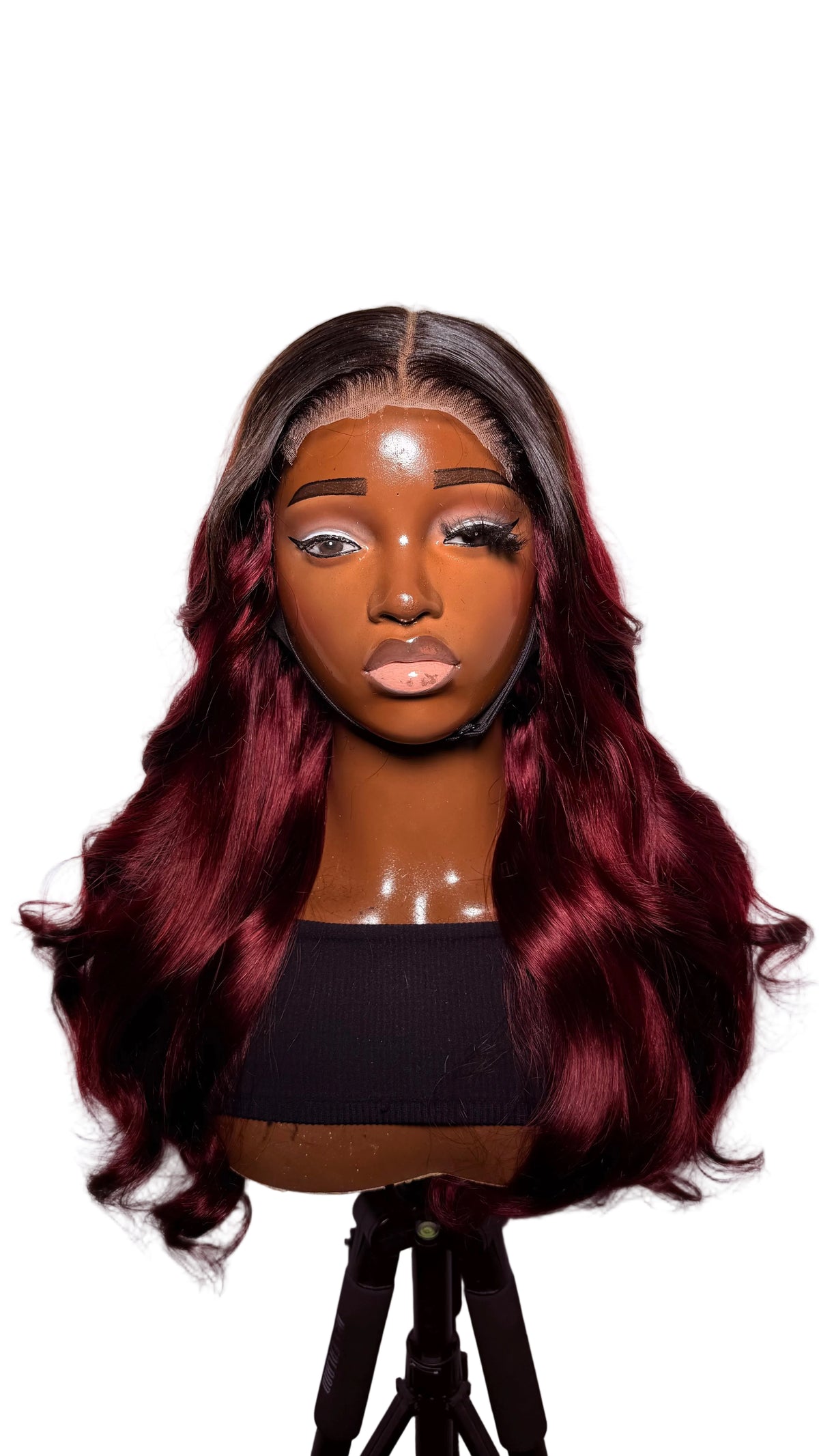 22” 5x5 Swiss lace burgunfy dark root bouncy 300g