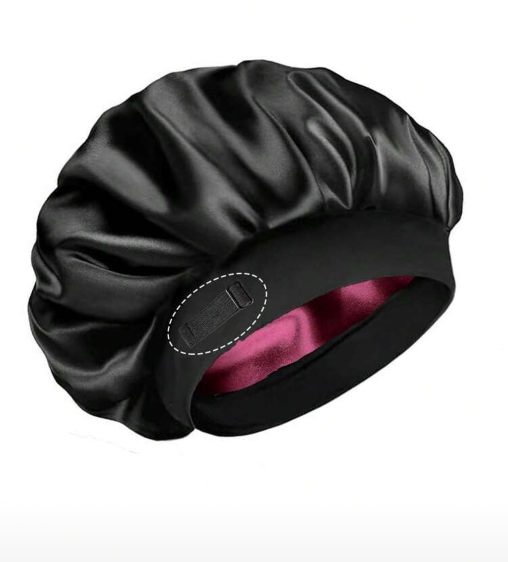 Reversible and adjustable satin hair bonnet