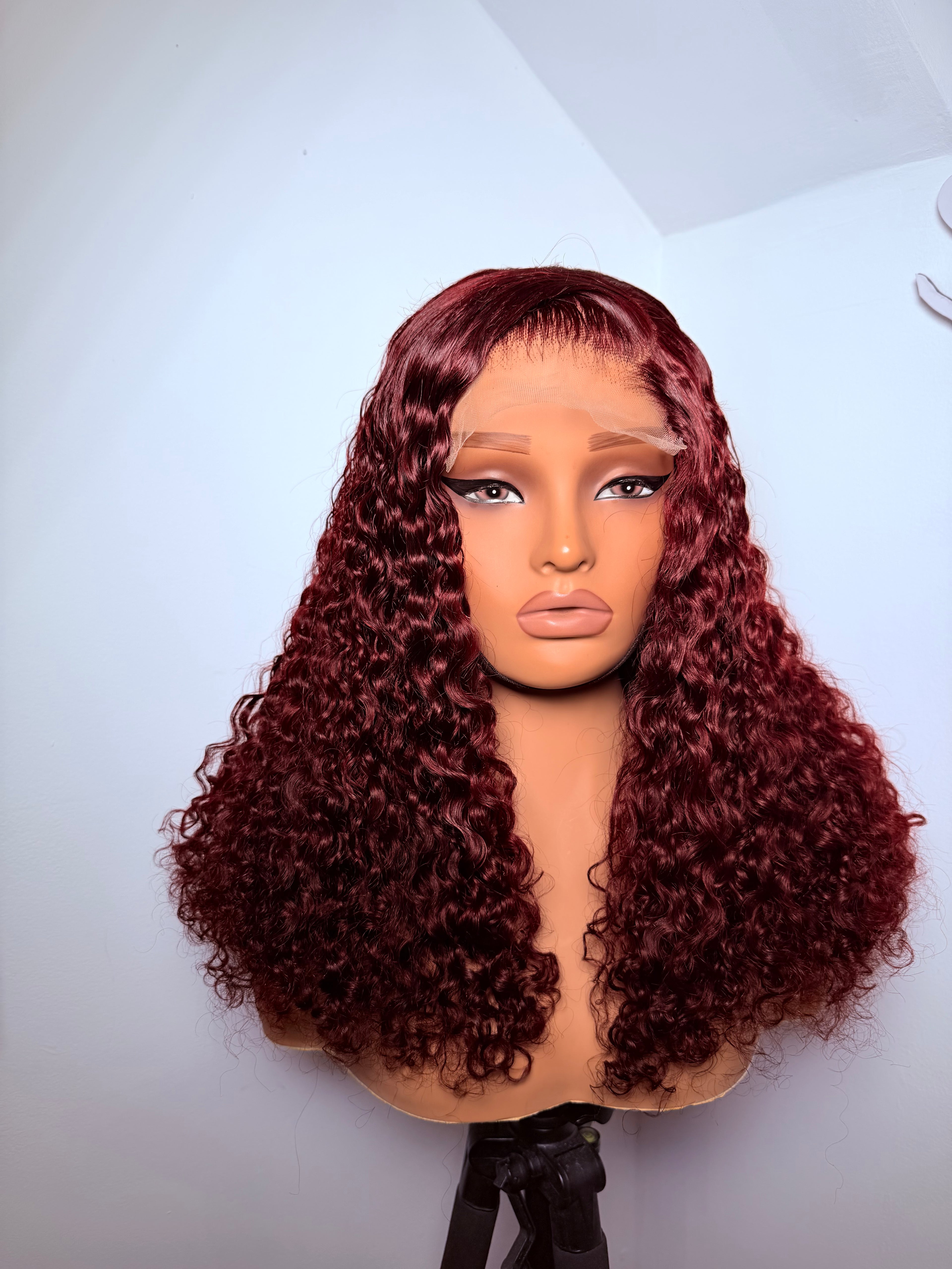 SALES- 22” 5x5 dark burgundy pixie curls