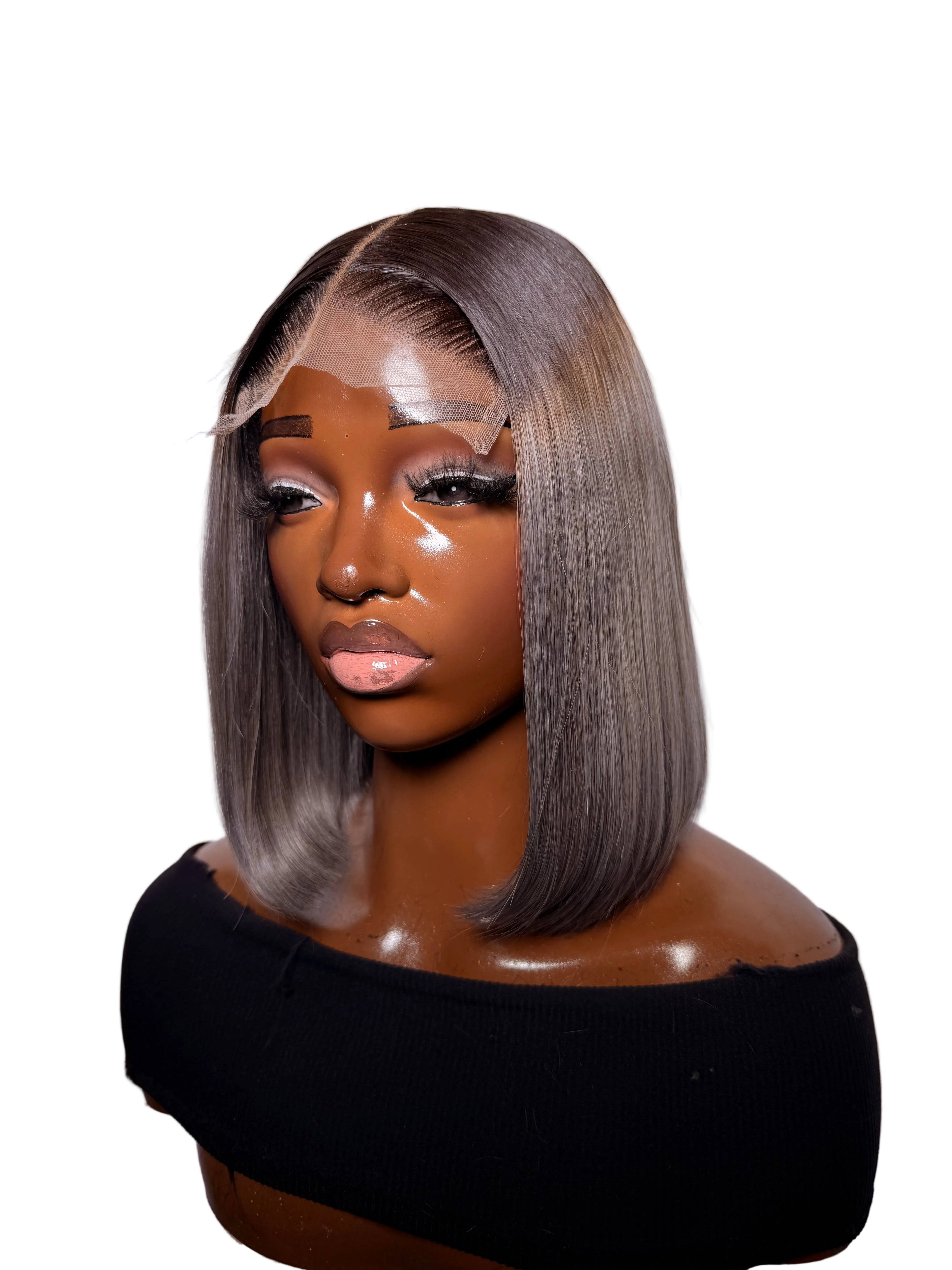 10” 5x5 gray dark root bob (pre -order)