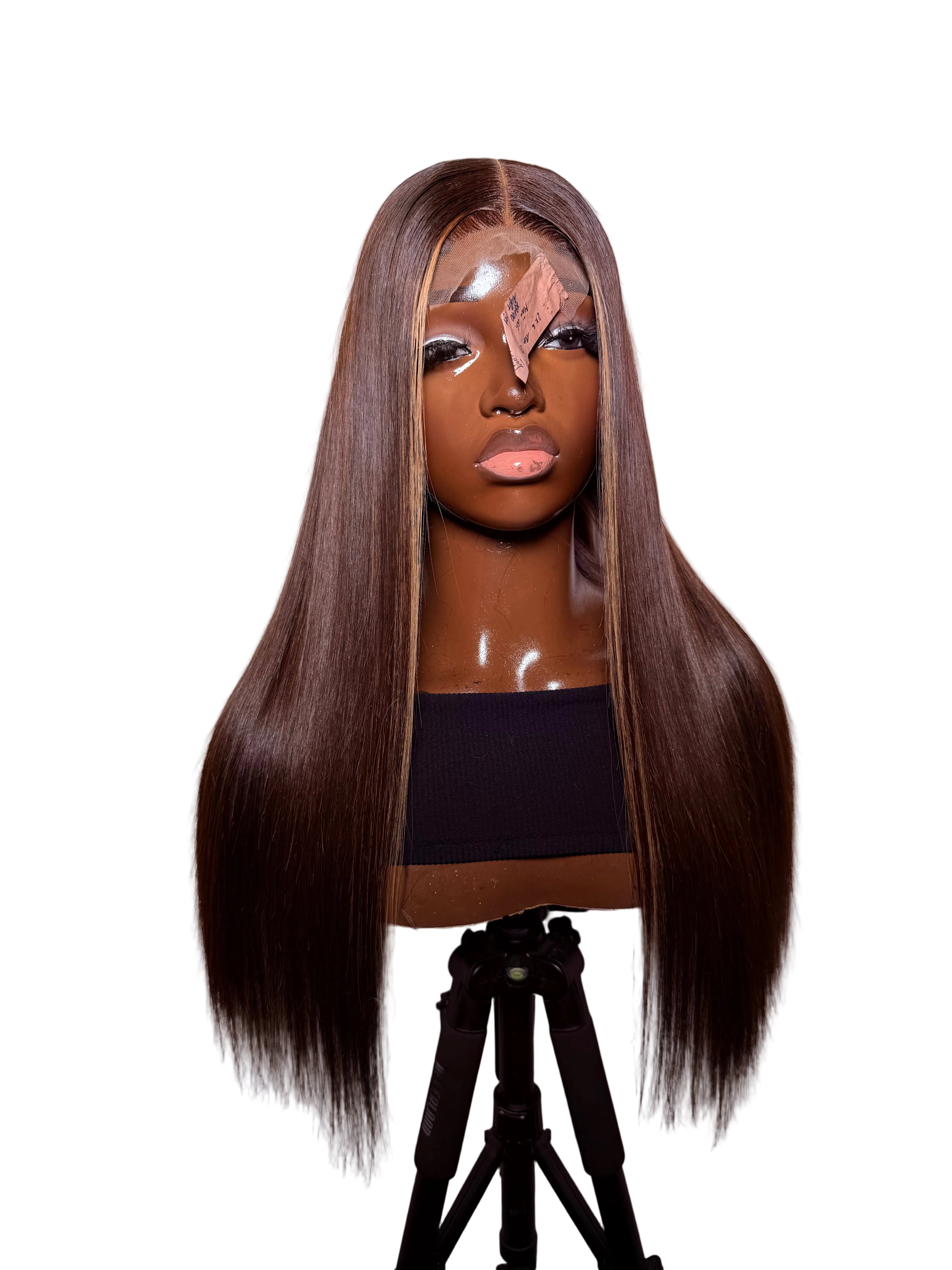 20” 2x6 lace front highlight brown Vietnamese bonestraight 200 density