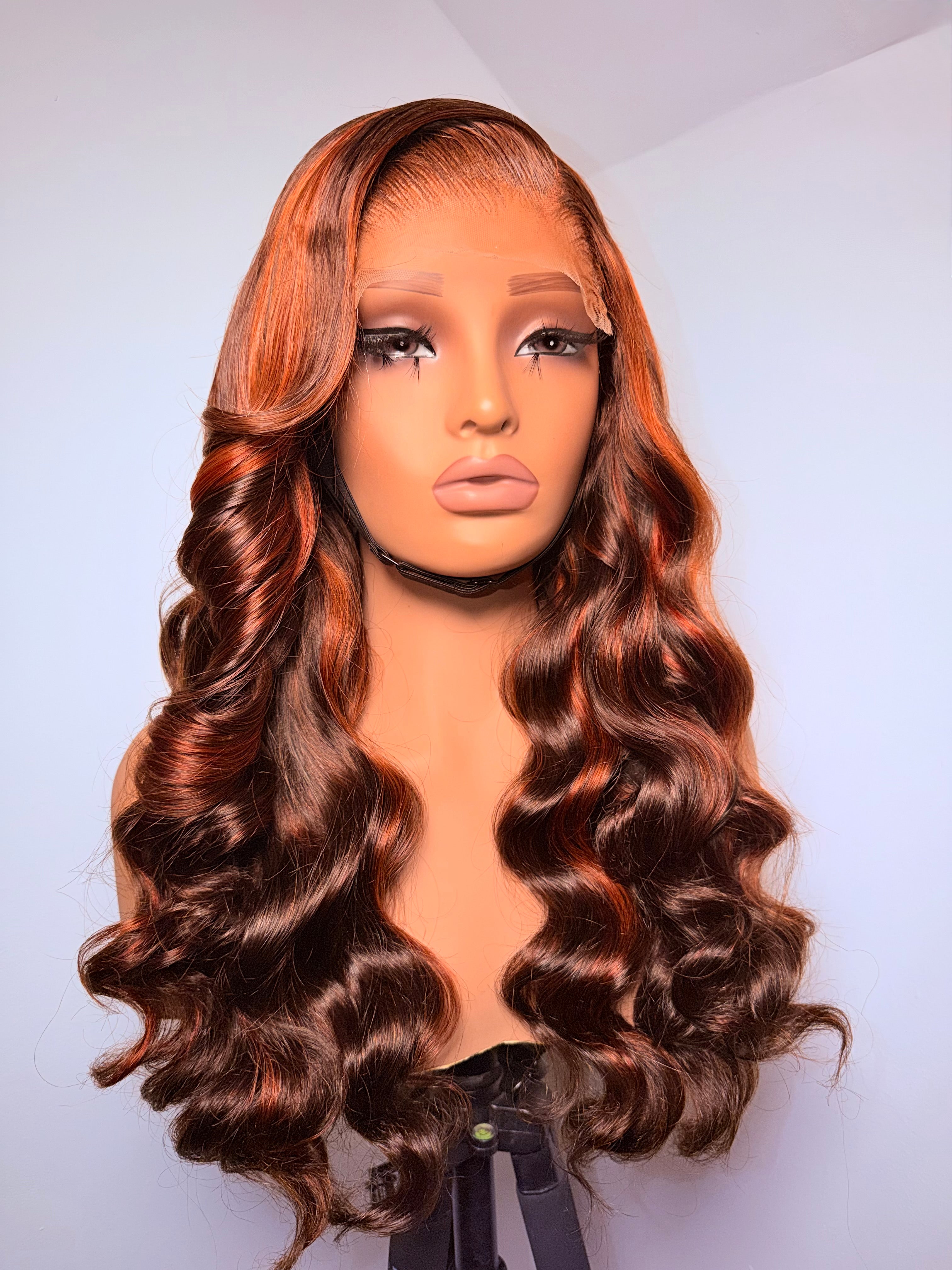 24” 5x5 Lizzy loose body wave piano orange bounce