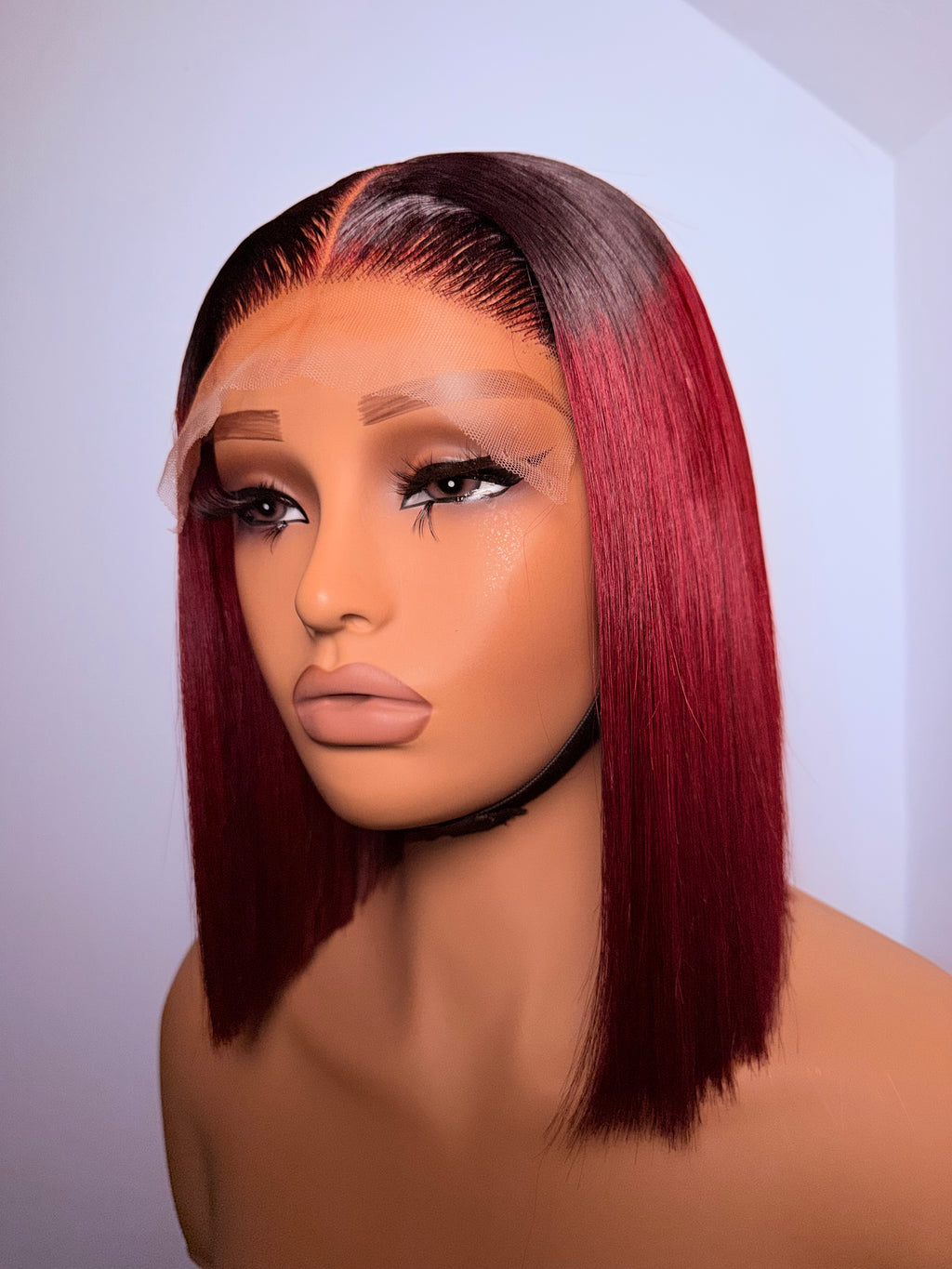 10” 5x5 dark root burgundy bonestraight -200g