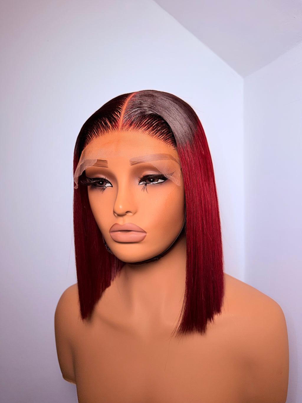 10” 5x5 dark root burgundy bonestraight -200g