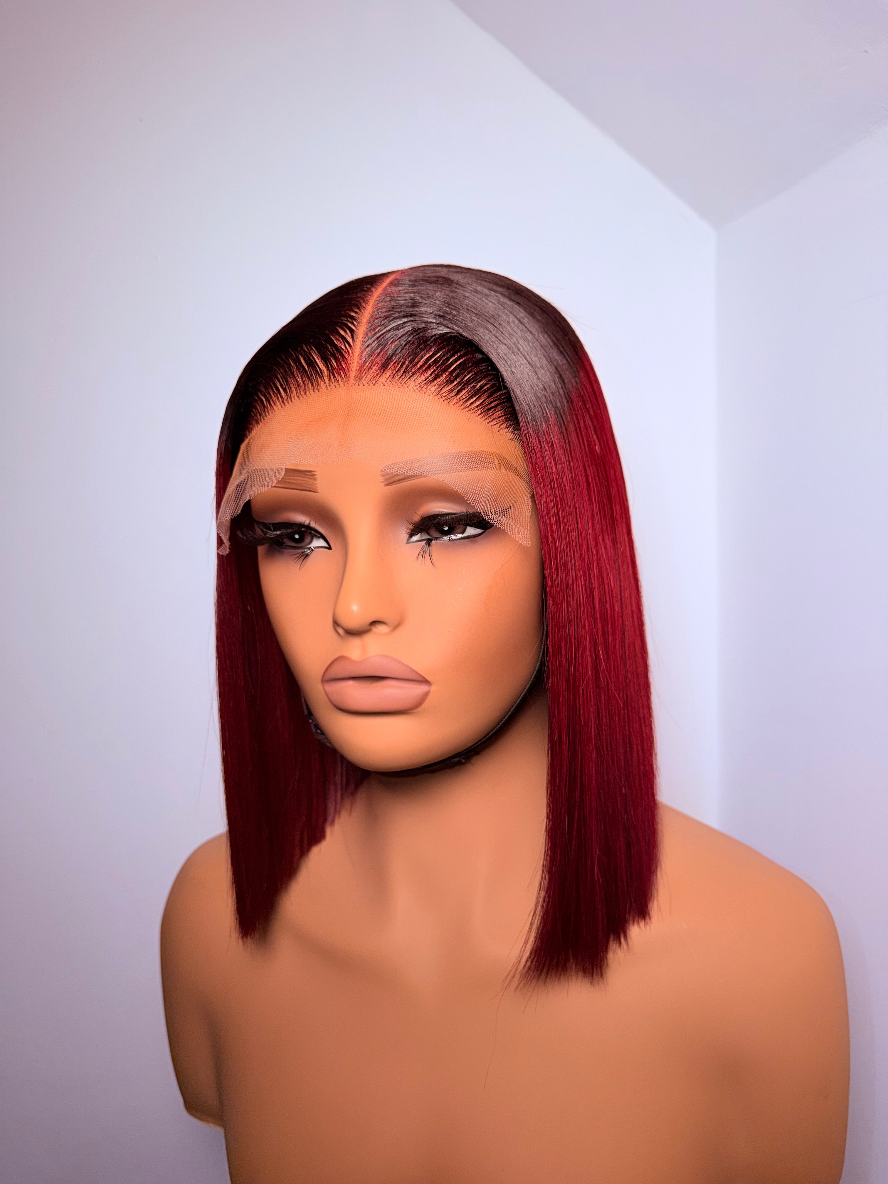 10” 5x5 dark root burgundy bonestraight -200g