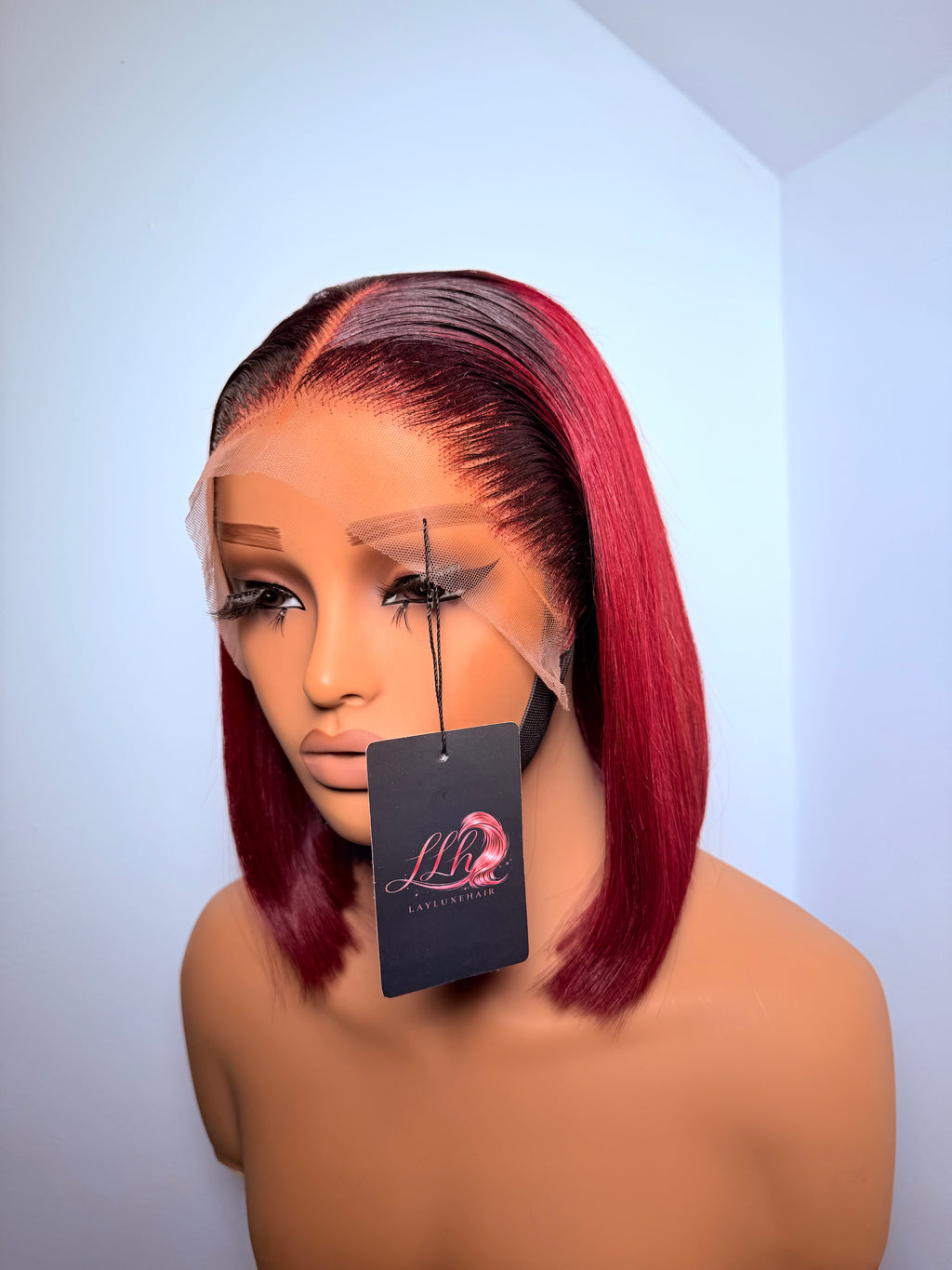 (Discounted) 10” 13x4 dark root burgundy Vietnamese bonestraight -200g