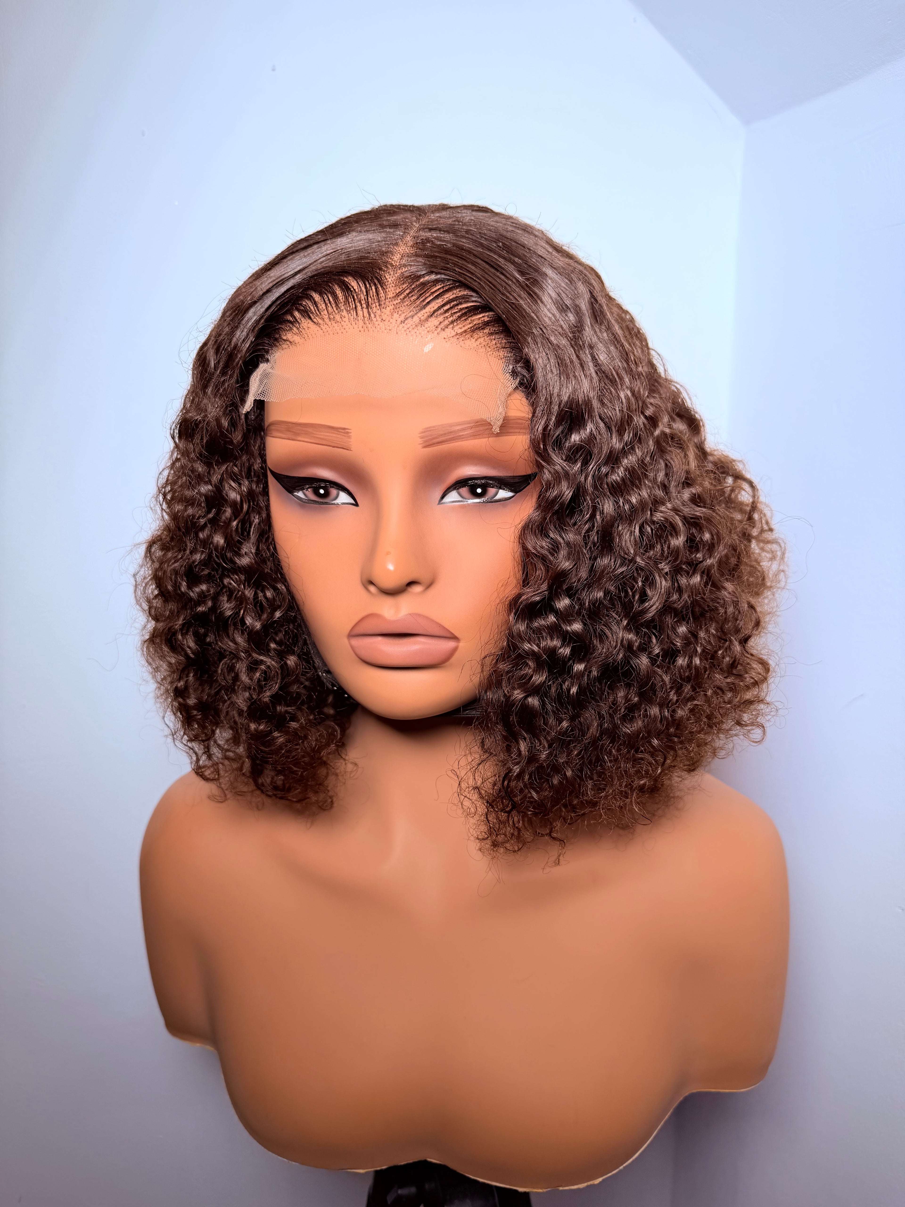 SALES- 12” 5x5 brown pixie curls