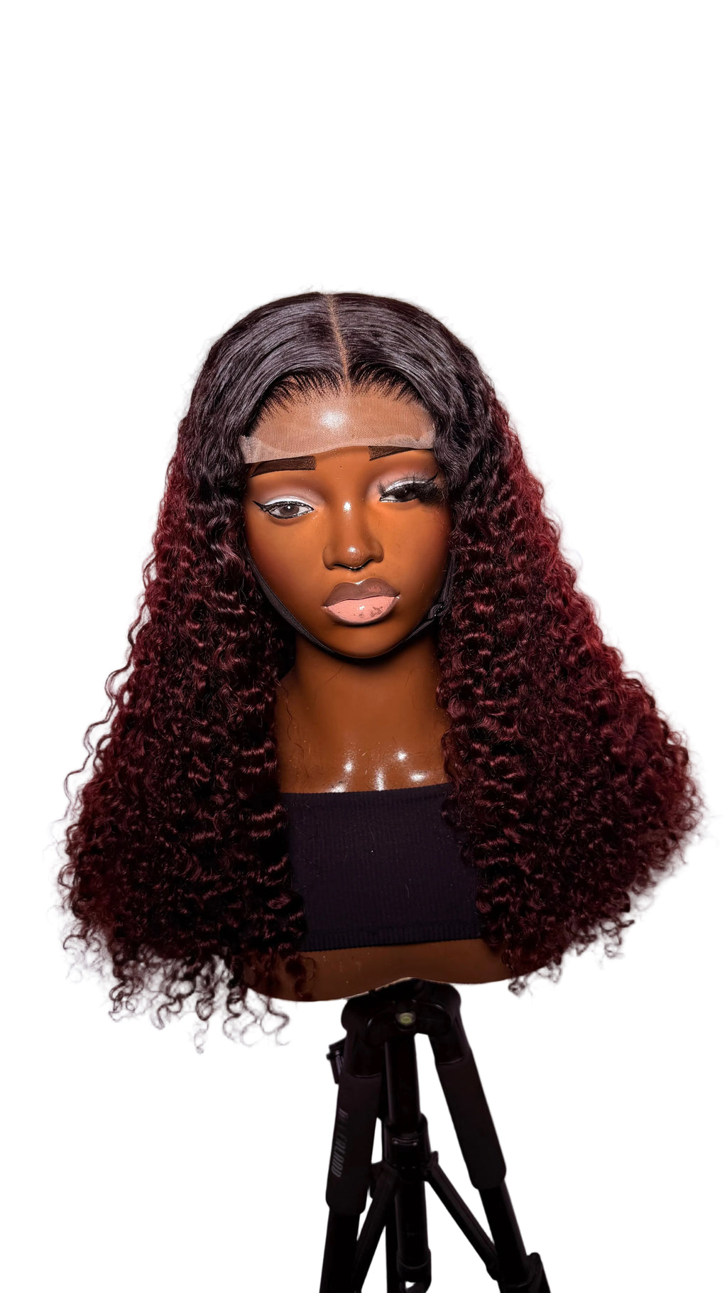 24” 5x5 Swiss lace burgundy root Burmese curly 300g