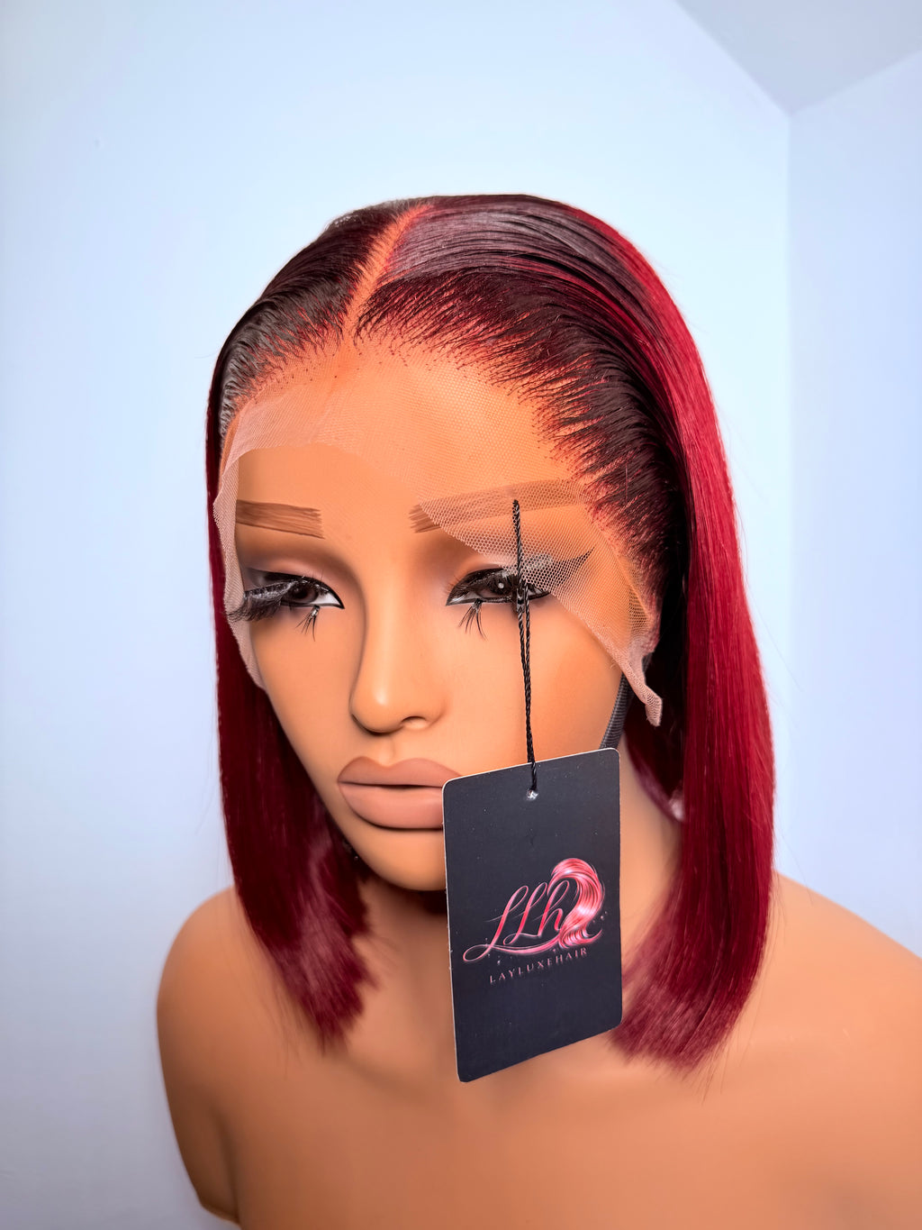 (Discounted) 10” 13x4 dark root burgundy Vietnamese bonestraight -200g