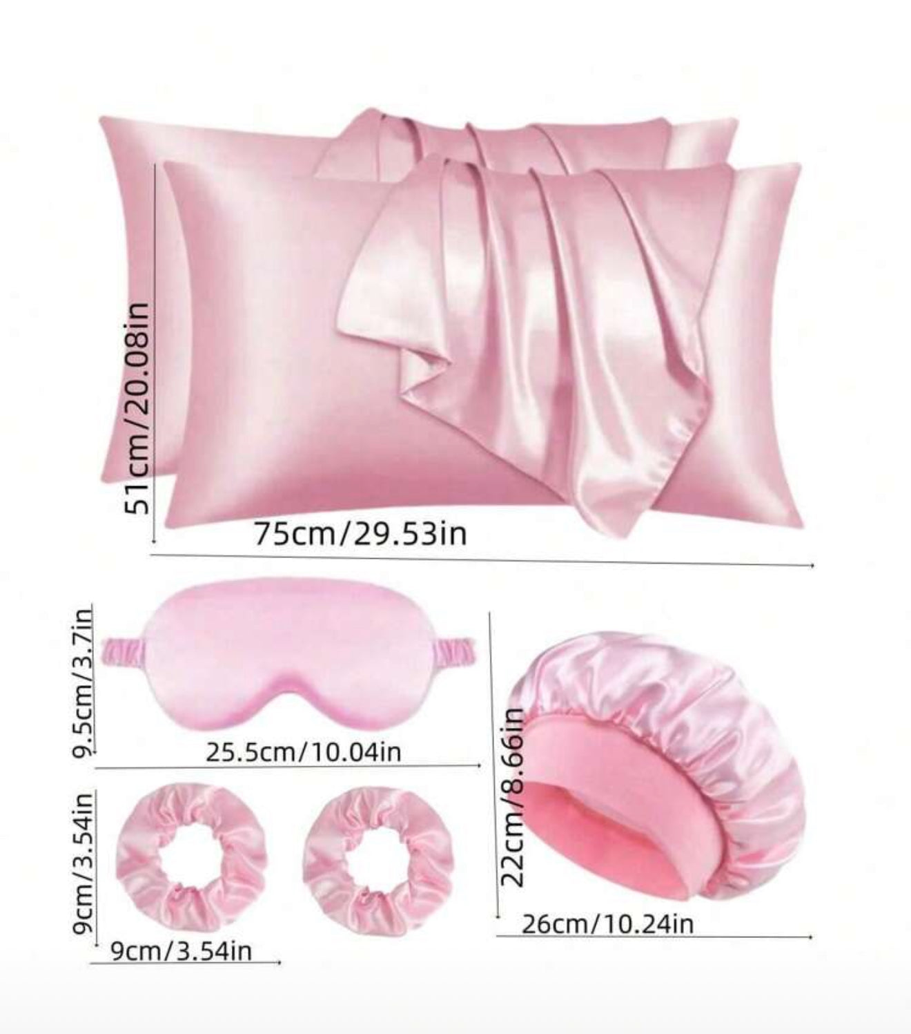 6 pcs satin pillow set