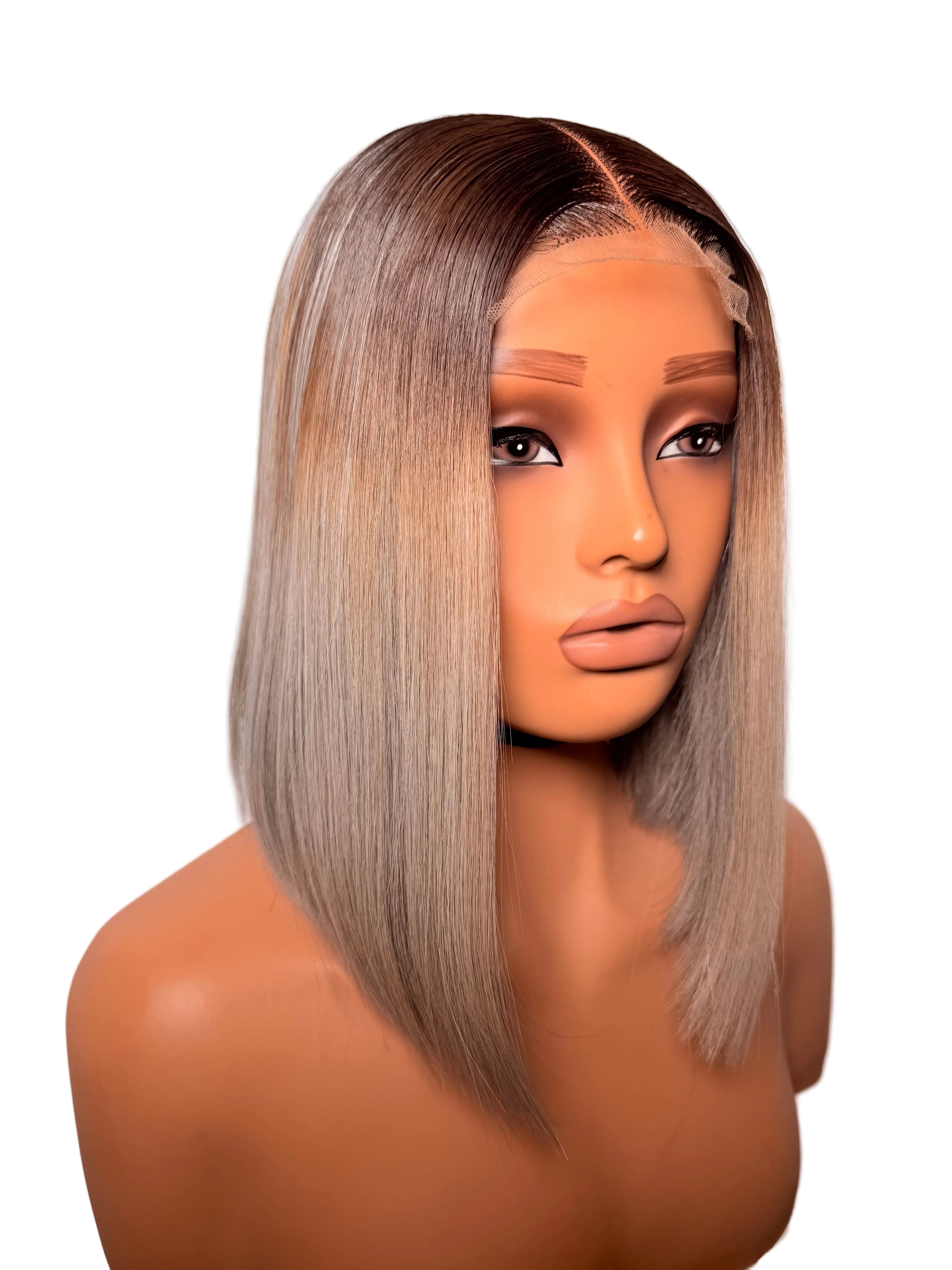 10” 2x6 grey dark root bonestraight