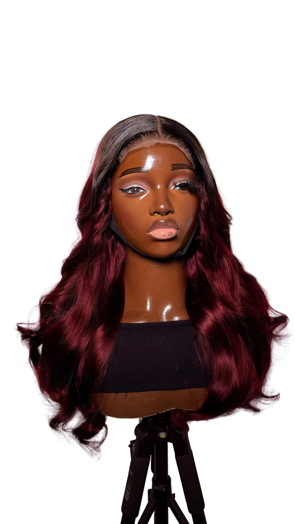 22” 5x5 Swiss lace burgunfy dark root bouncy 300g