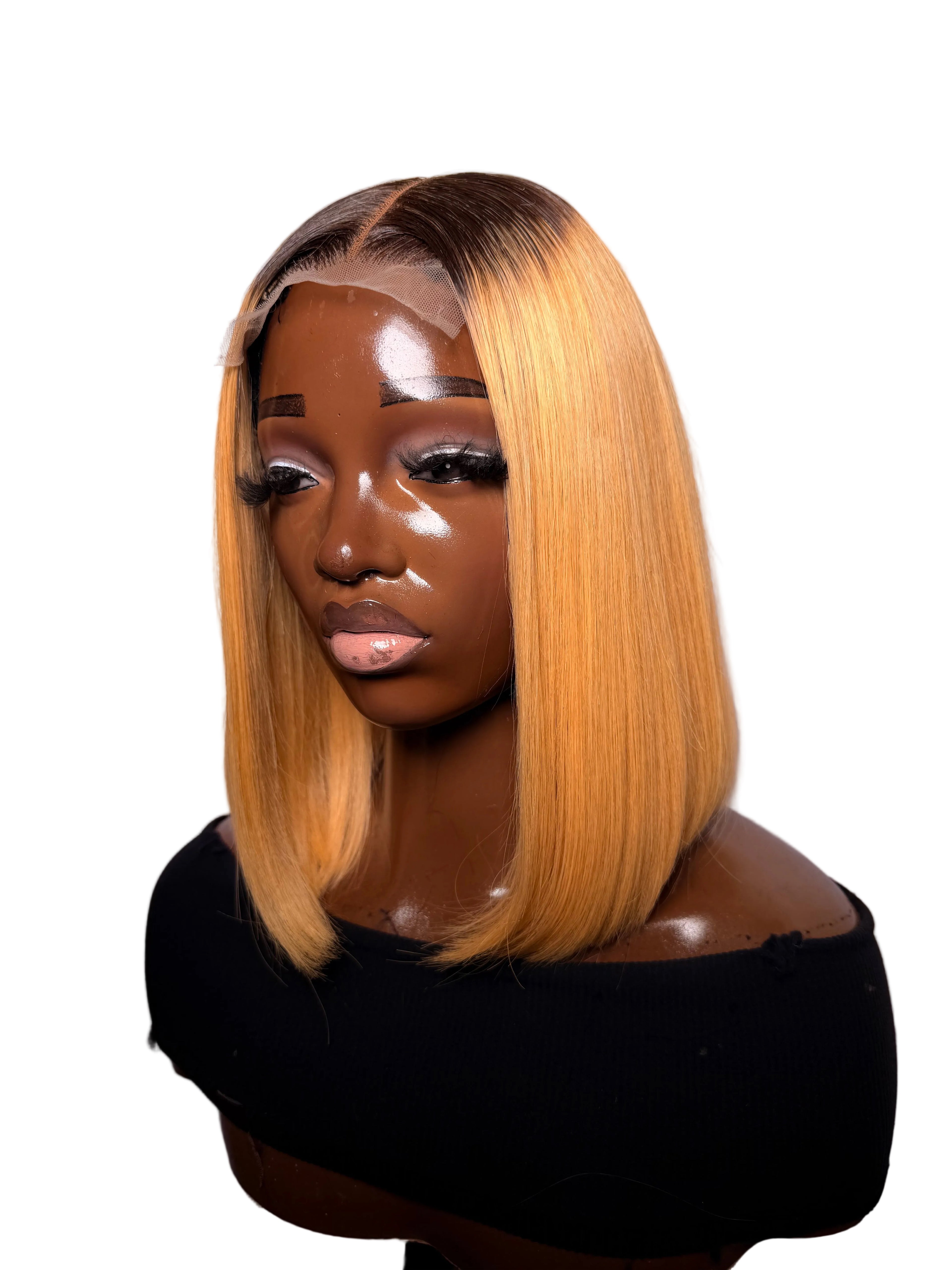 10” 2x4 lace front blonde dark root Vietnamese bonestraight 200g
