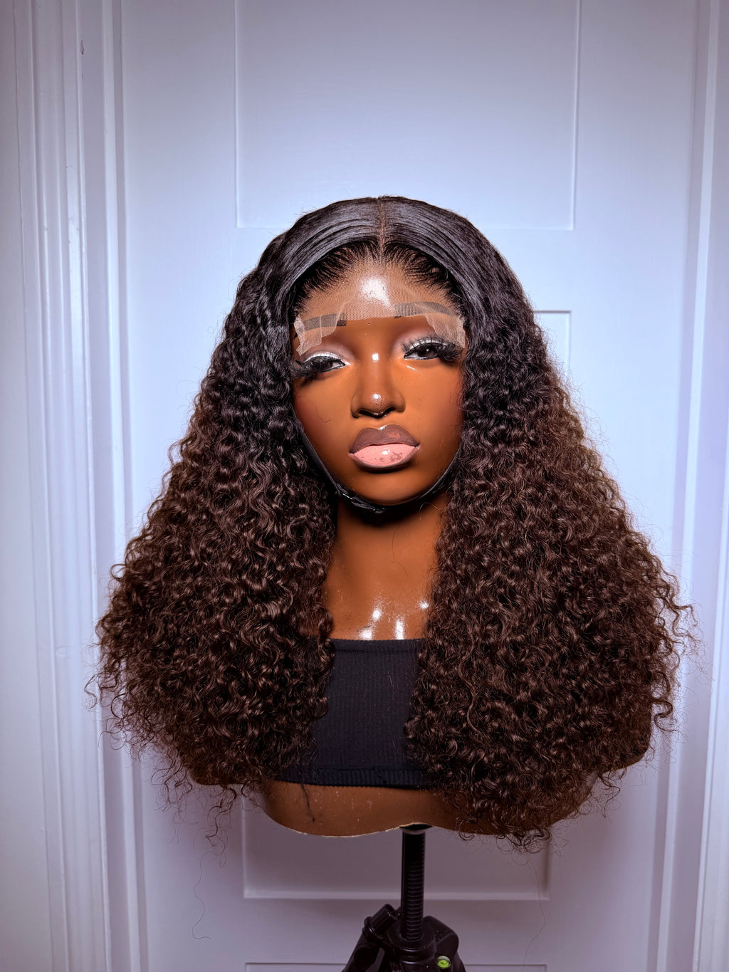 20” 5x5 customised lace front ombre Burmese curly 300 density