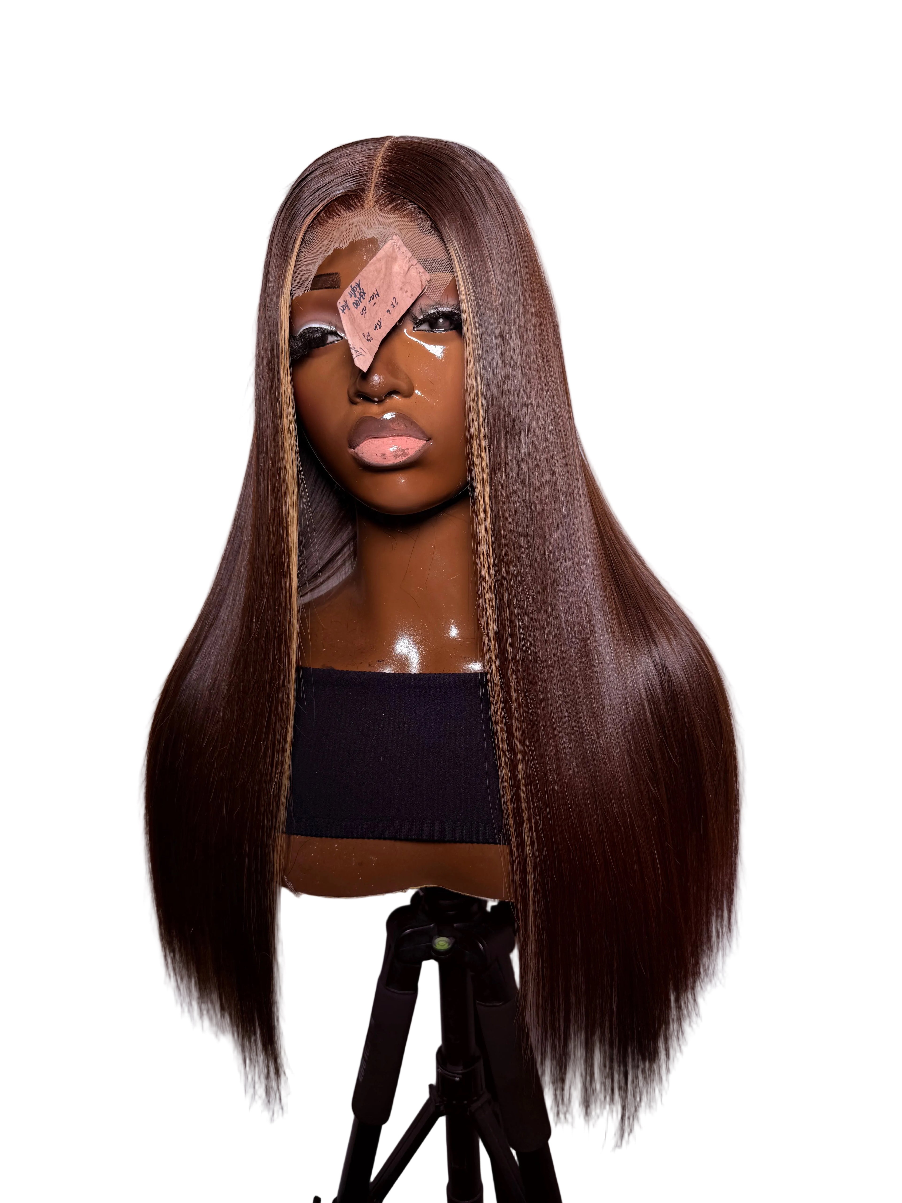 20” 2x6 lace front highlight brown Vietnamese bonestraight 200 density
