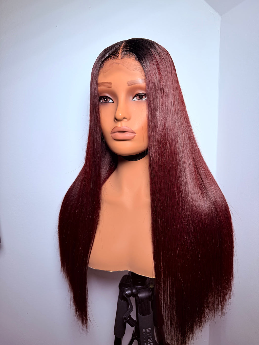 20” 2x6 dark root burgundy bonestraight -200g (pre order)