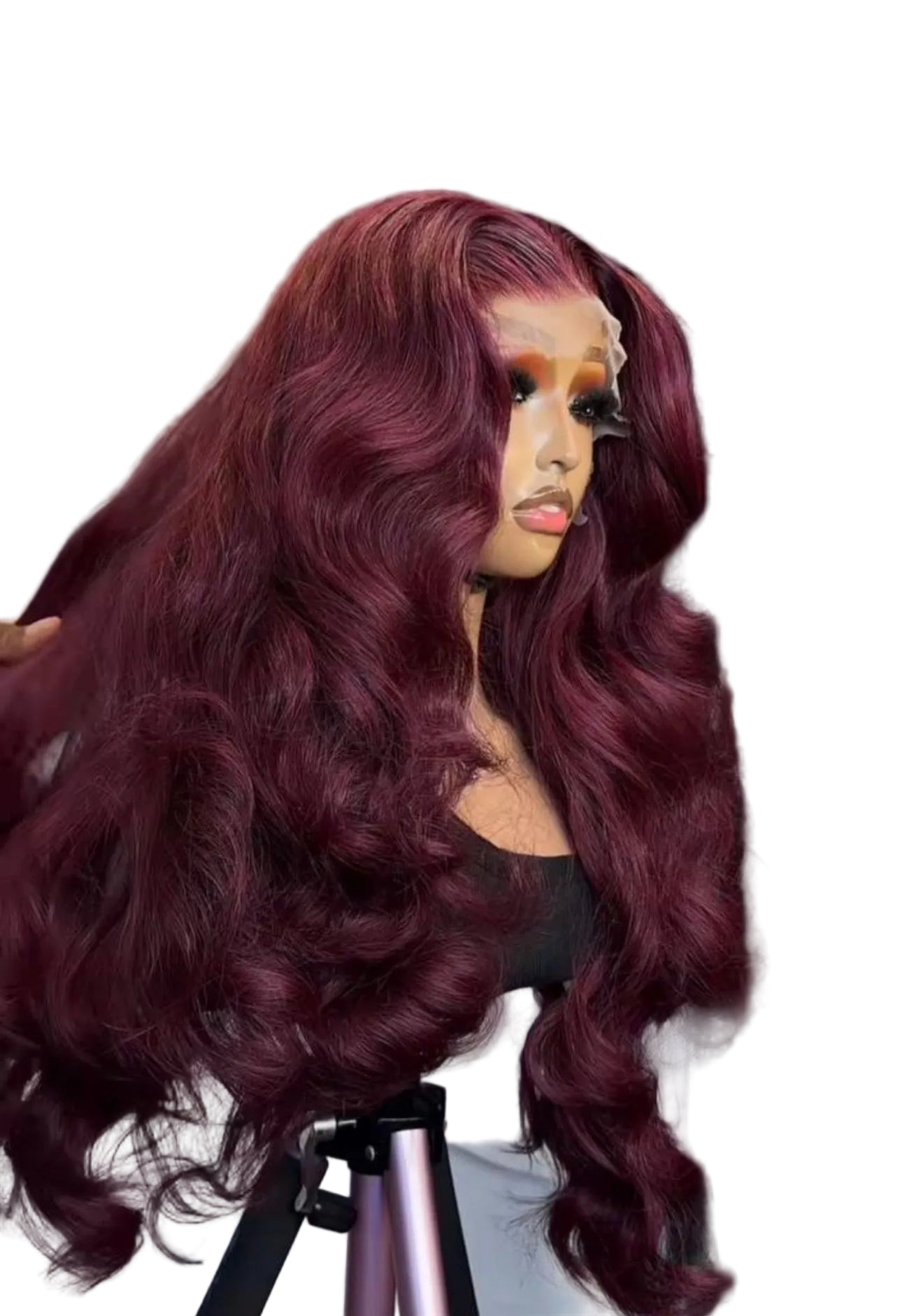 26” 5x5 burgundy wavy 300 density
