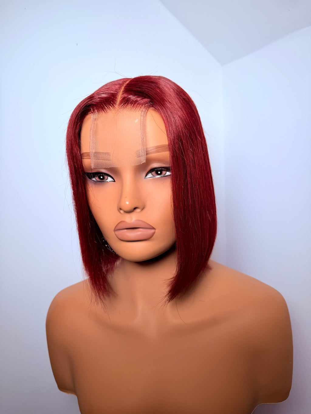10” 2x6 burgundy bob wig