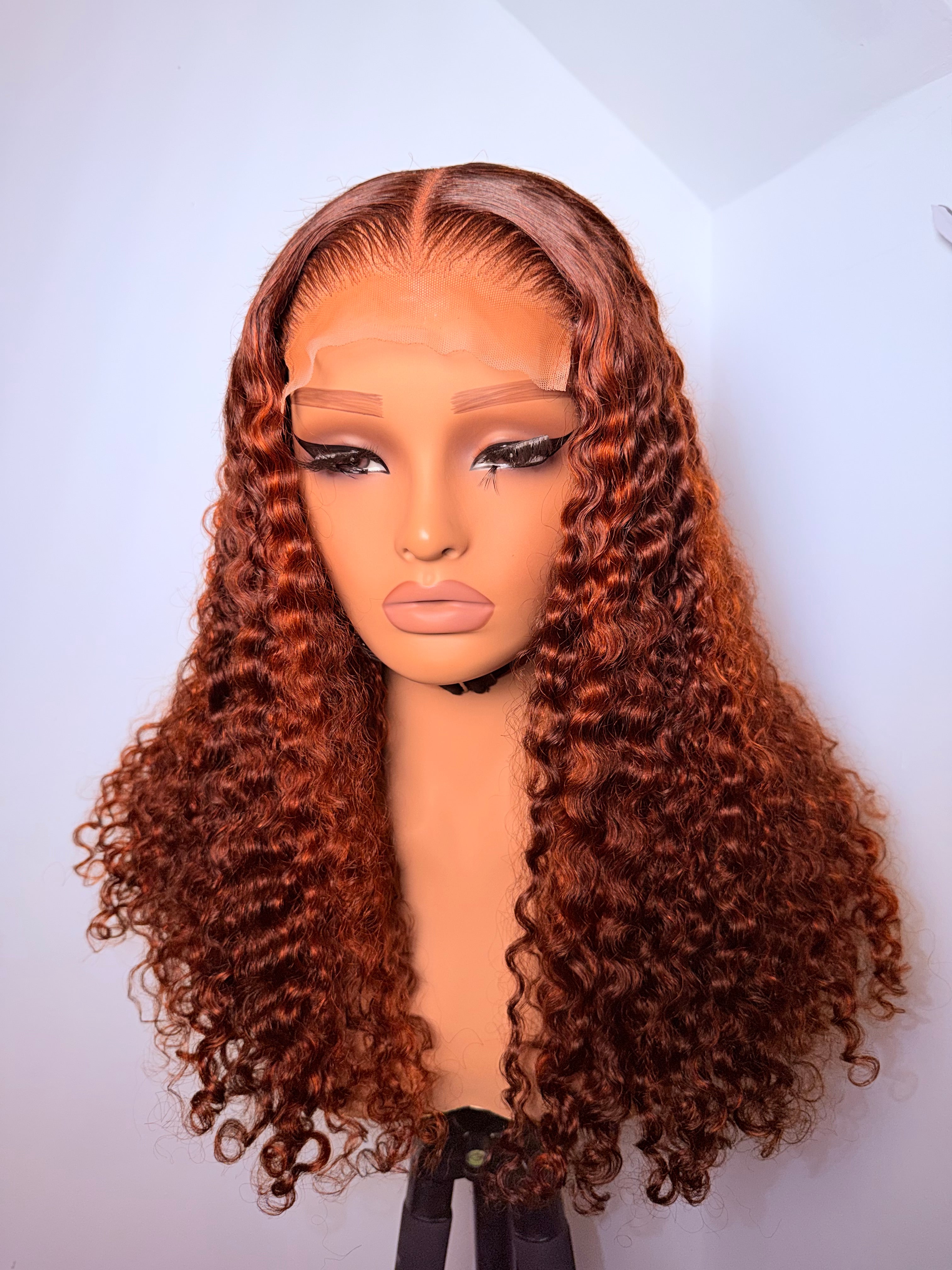22” 5x5 lace front orange piano Lilly pixie curls