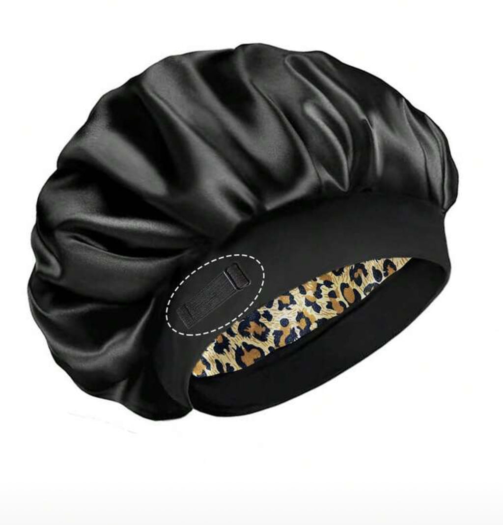 Reversible and adjustable satin hair bonnet