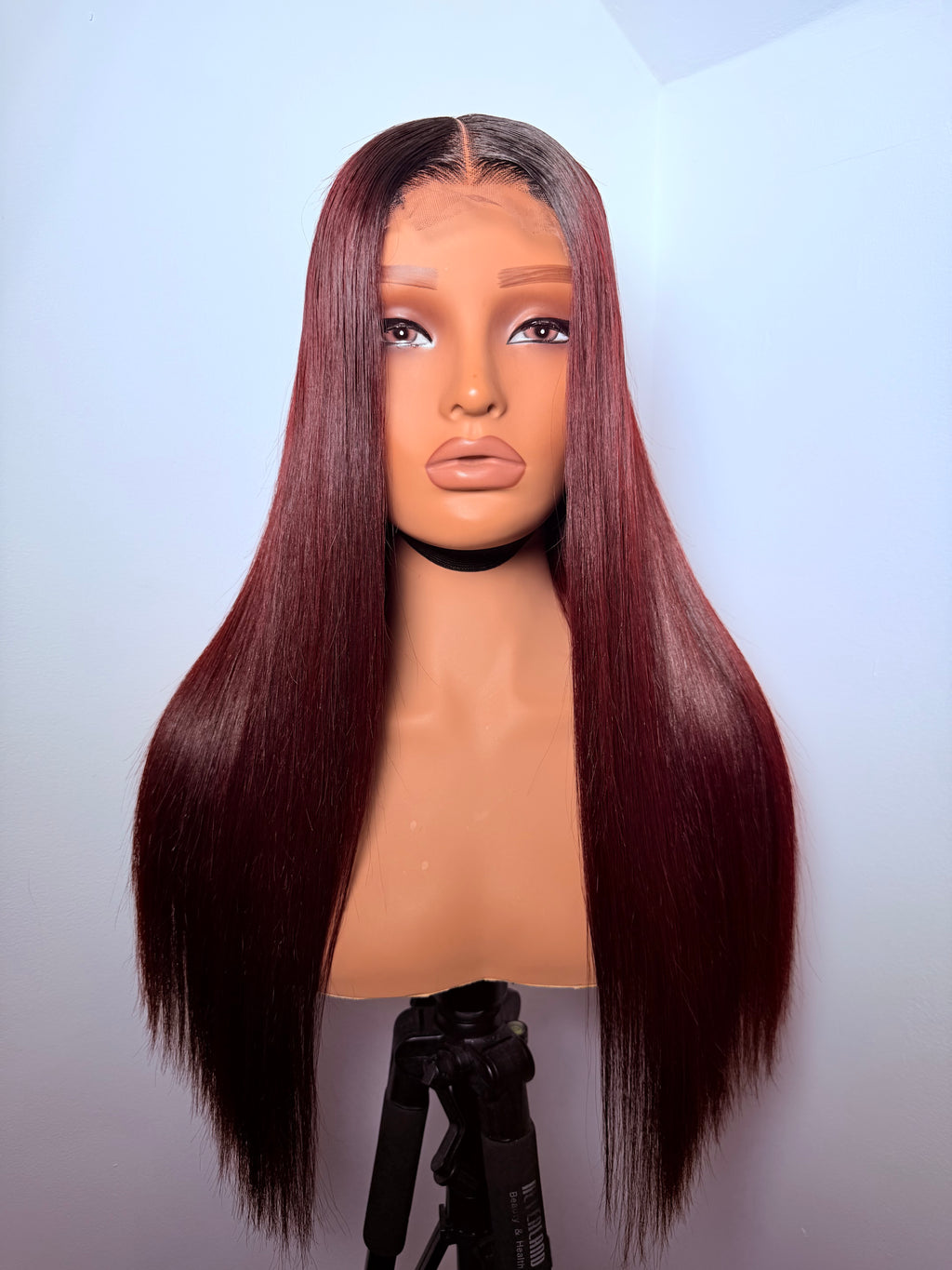 20” 2x6 dark root burgundy bonestraight -200g (pre order)