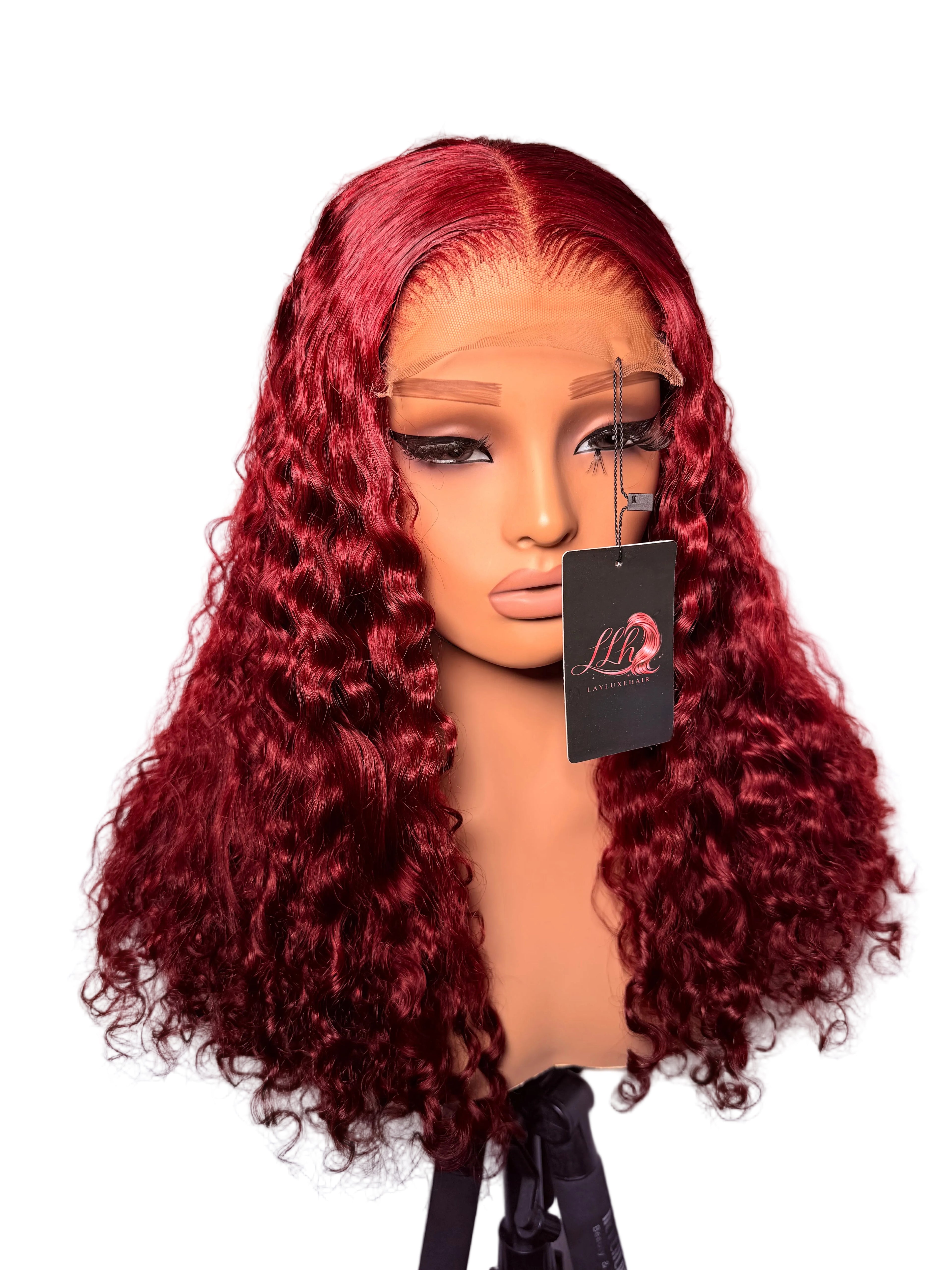 18” 5x5 lace front wine sassy curls