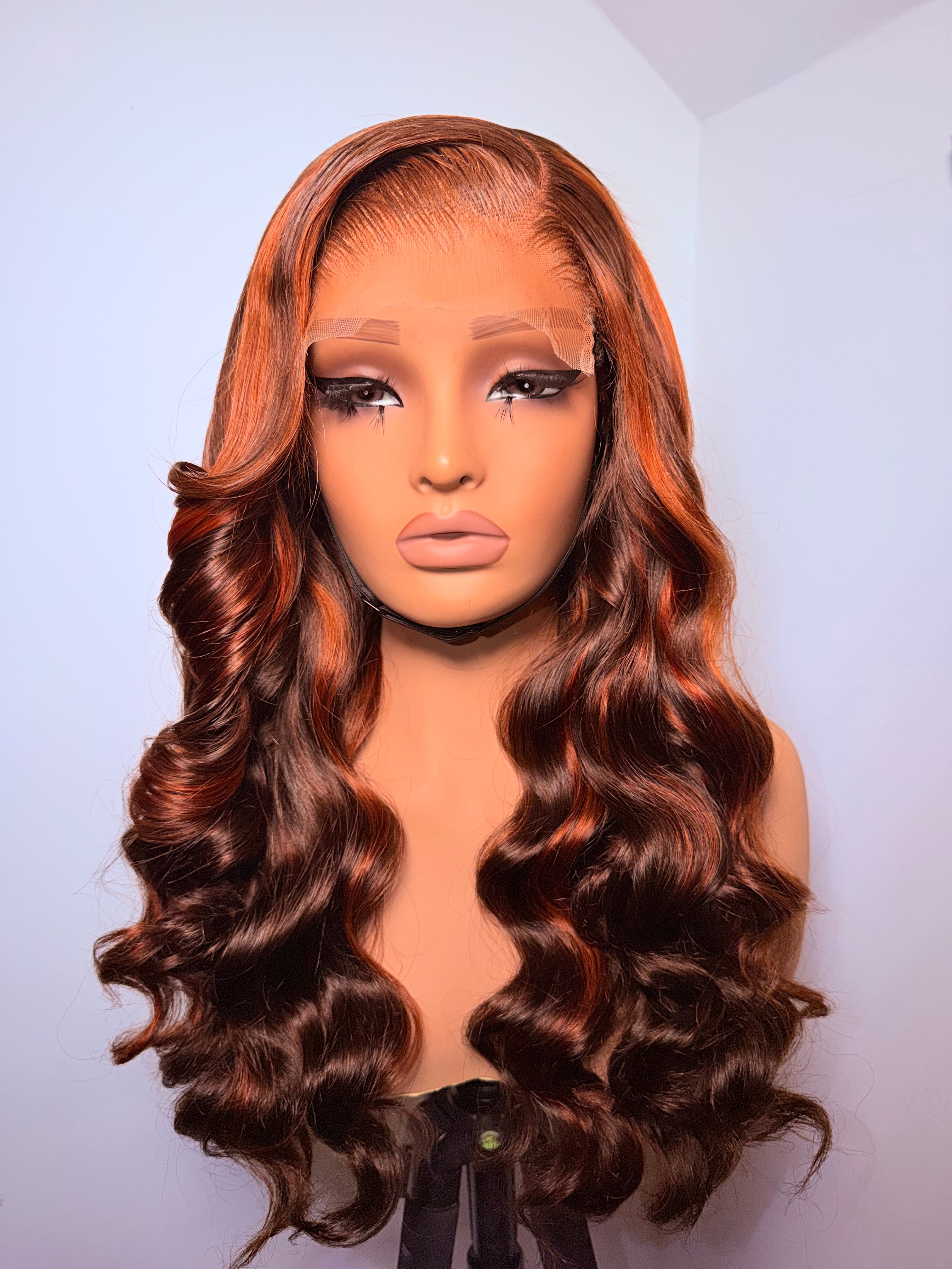 24” 5x5 Lizzy loose body wave piano orange bounce