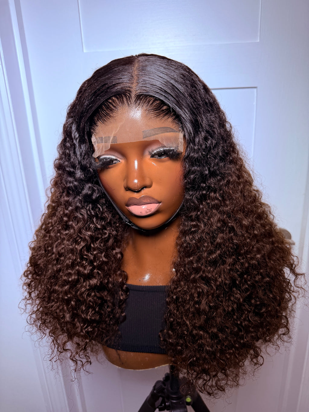 20” 5x5 customised lace front ombre Burmese curly 300 density