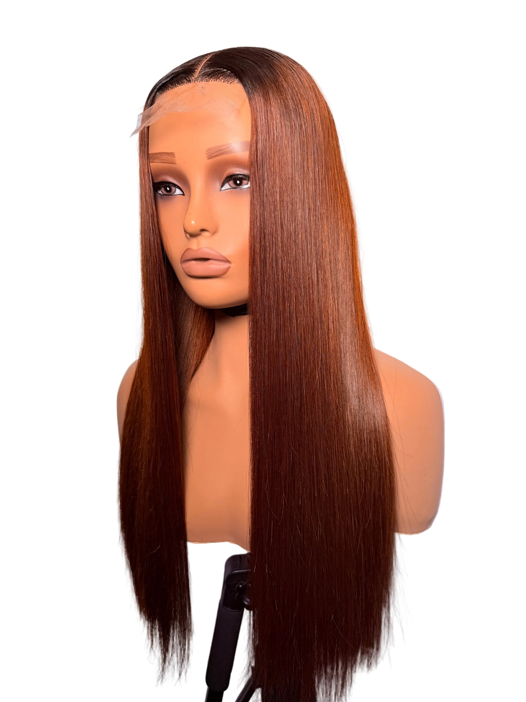 20” 2x4 dark root copper brown bonestraight-200g