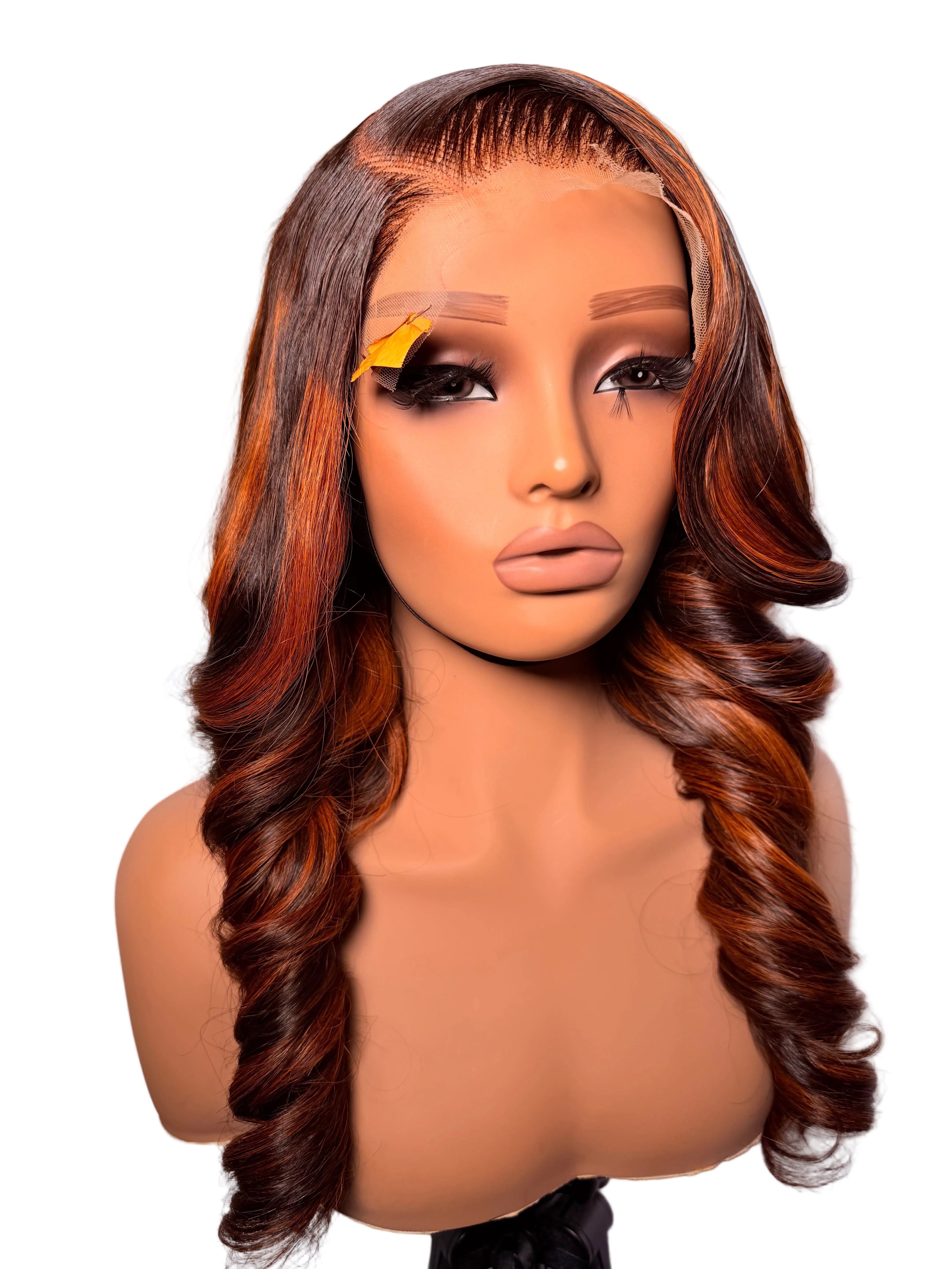 16” 6x6 lace front luxe piano layered Vietnam bounce -300g