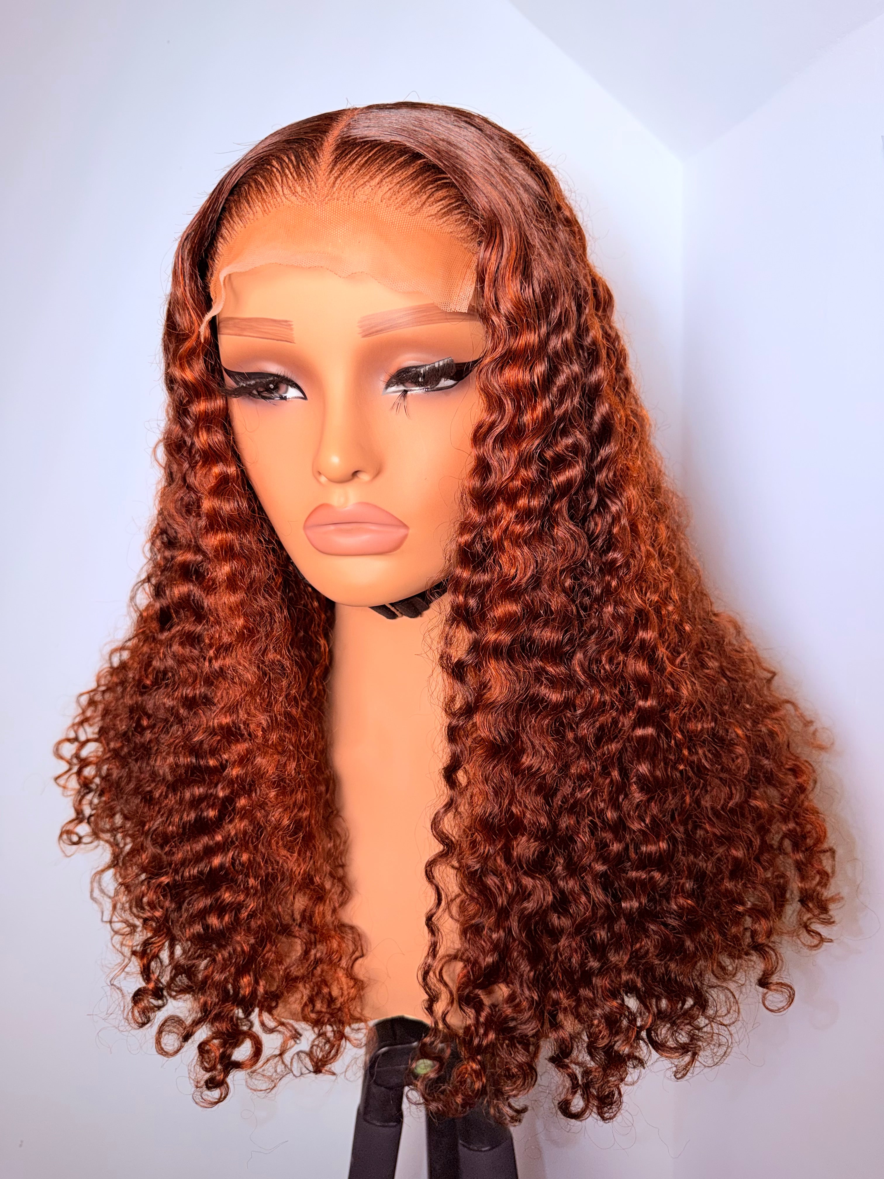 22” 5x5 lace front orange piano Lilly pixie curls