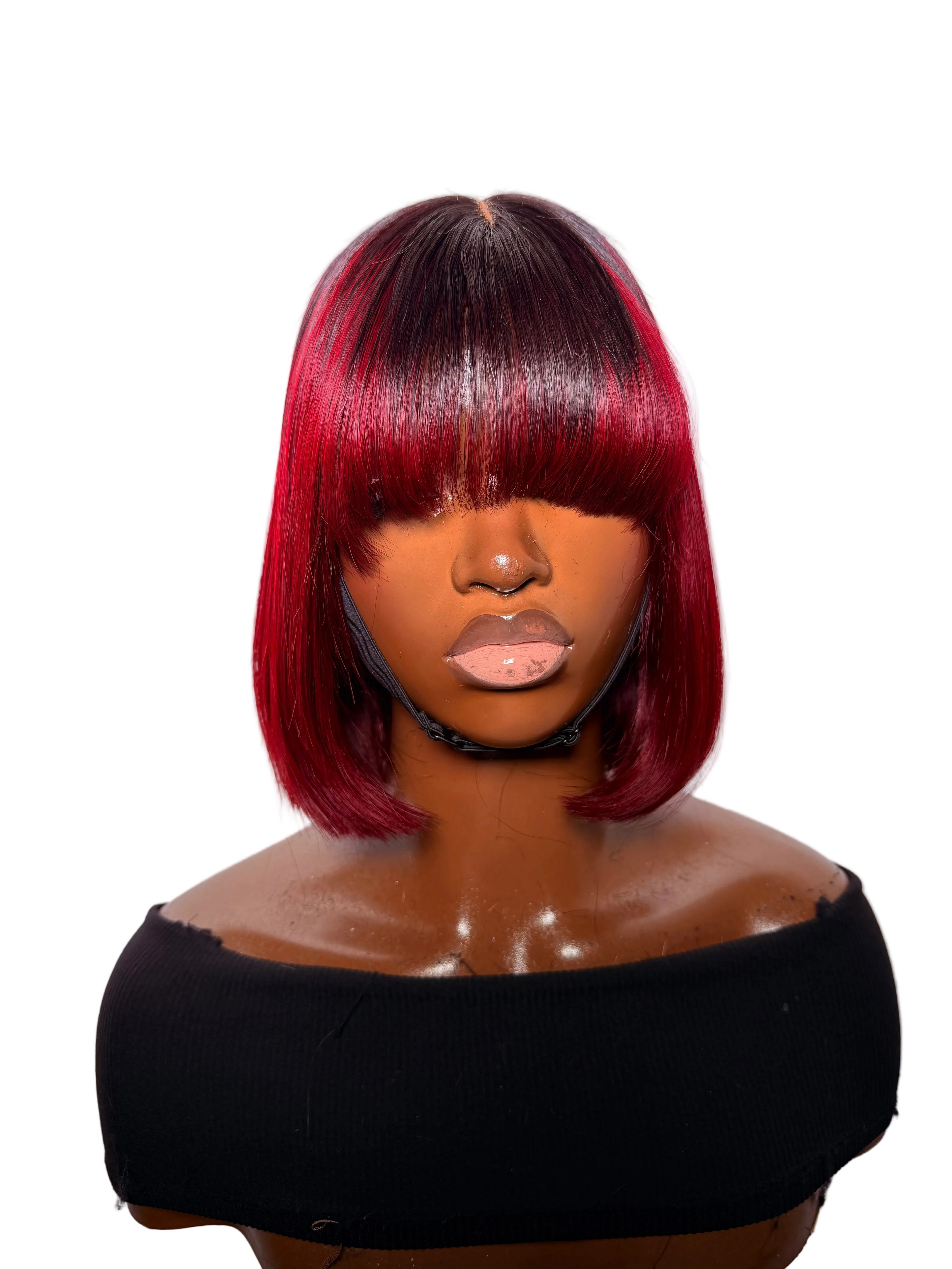 10” fringe burgundy  bob