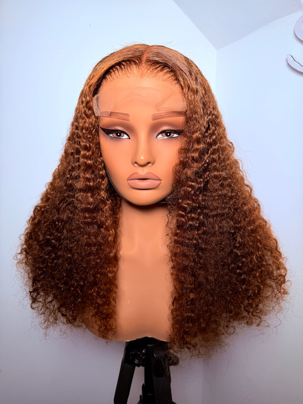 22” 5x5 lace front brown golf highlight Burmese curls