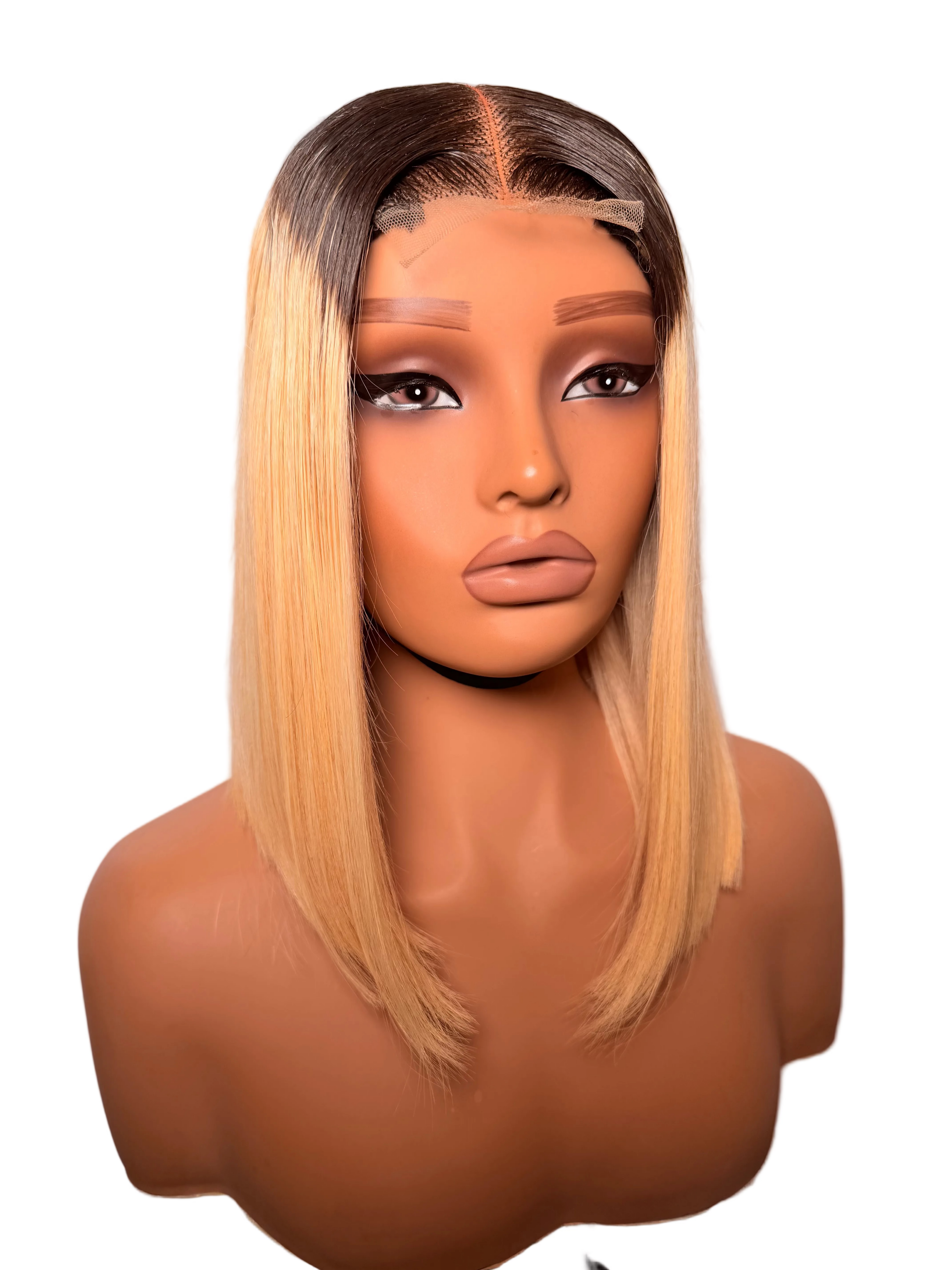 12” 2x6 blonde dark root Vietnamese bonestraight